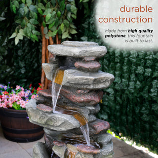 Multi-Level Rock Fountain with LED Lights