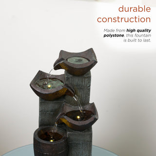 4-Tier Squared Bowls Fountain with LED Lights