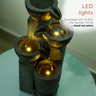 Stoned Jar Cascading Water Fountain with LED Lights