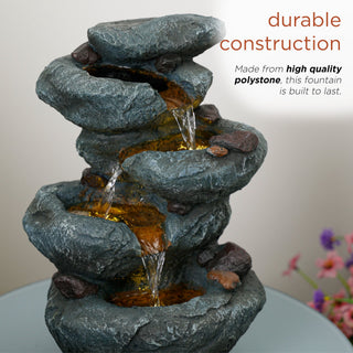3-Tier Rock Fountain with LED Lights