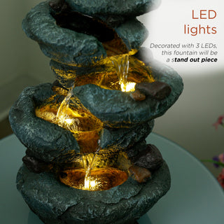 3-Tier Rock Fountain with LED Lights