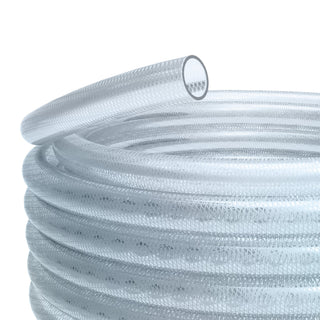 3/8" I.D. X 0.594" O.D. PVC Clear Braided Tubing x 100' Coil