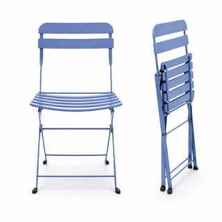 Blue Metal Folding Table with 2 Folding Chairs