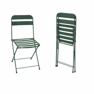 Green Metal Folding Table with 2 Folding Chairs