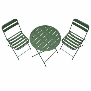 Green Metal Folding Table with 2 Folding Chairs