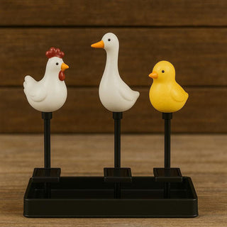 Solar Rooster, Duck, and Chick Stake