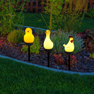 Solar Rooster, Duck, and Chick Stake