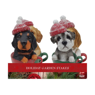 Christmas Puppies in Tea Cup Statue