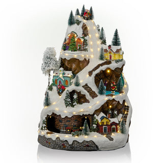 Christmas LED Village, Moving Train, Ice Skaters & Music