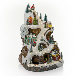 Christmas LED Village, Moving Train, Ice Skaters & Music