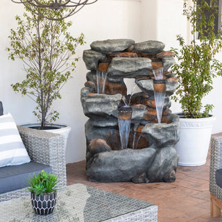 5 Tier Rock Formation Fountain with LED Lights