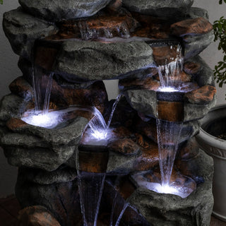 5 Tier Rock Formation Fountain with LED Lights