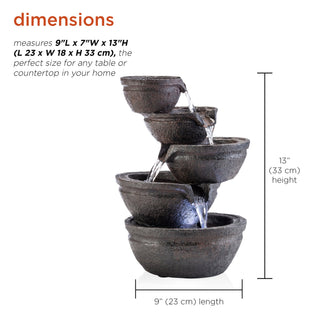 Tiering Bowls Tabletop Fountain with LED Lights