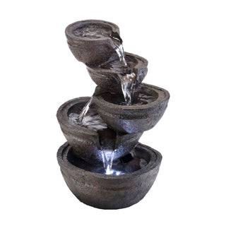 Tiering Bowls Tabletop Fountain with LED Lights