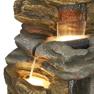 Cascading Rock Mountain Water Fountain with LED Lights