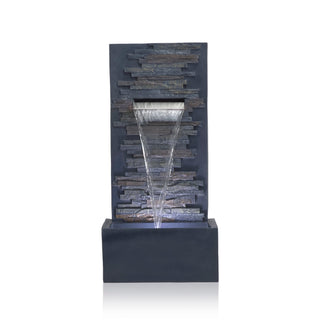 Modern Stone Wall Fountain with LED Lights