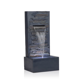 Modern Stone Wall Fountain with LED Lights