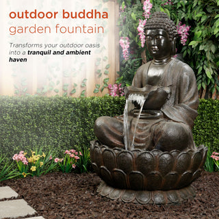 Brown Buddha Fountain with LED Lights