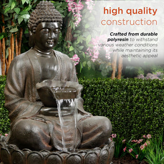 Brown Buddha Fountain with LED Lights