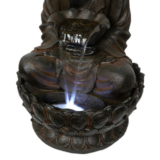 Brown Buddha Fountain with LED Lights