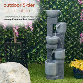5-Tiered Pot Fountain with LED Lights