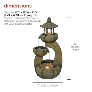 2 Layered Pavilion Polyresin Fountain with LED Lights