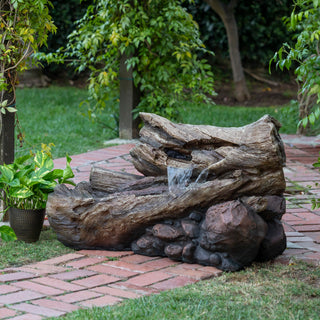 Rainforest Waterfall Logs Fountain with LED lights