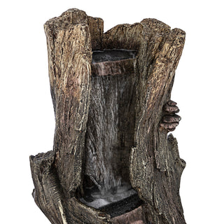 Rainforest Waterfall Tree Trunk Fountain with LED lights