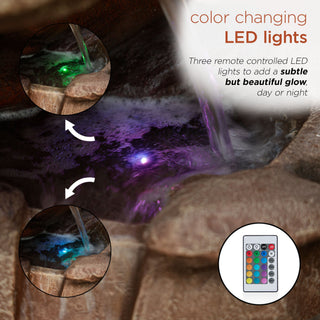 Tiered Brown Rock Fountain w/ Color Changing LED