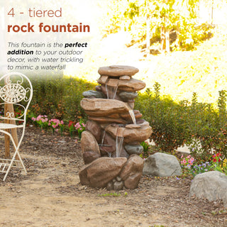 Tiered Brown Rock Fountain w/ Color Changing LED