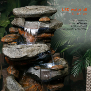 4-Tiered Rock Fountain with LED Lights