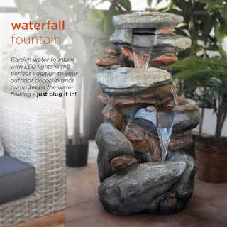 4-Tiered Rock Fountain with LED Lights
