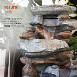 4-Tiered Rock Fountain with LED Lights