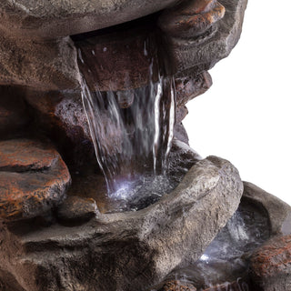 4-Tiered Rock Fountain with LED Lights