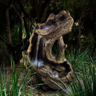 Curved Log Rainforest Fountain with LED Lights