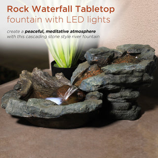 Rock Waterfall Fountain with LED Lights