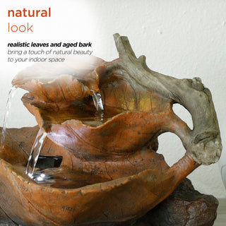 Tiered Leaf Tabletop Fountain with White LED Lights