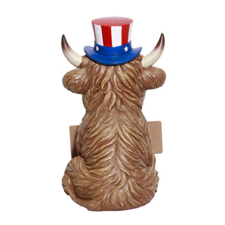 Patriotic Highland Cow with America Sign