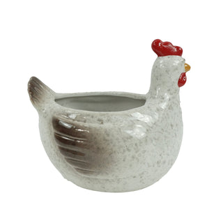 Ceramic Hen Planter with Drainage Hole
