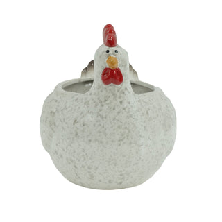 Ceramic Hen Planter with Drainage Hole