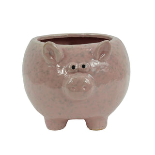 Ceramic Pig Planter with Drainage Hole