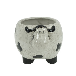 Ceramic Cow Planter with Drainage Hole