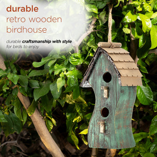 Green Swirly Wooden Birdhouse