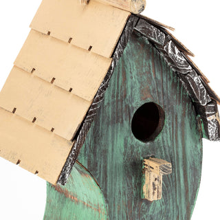 Green Swirly Wooden Birdhouse