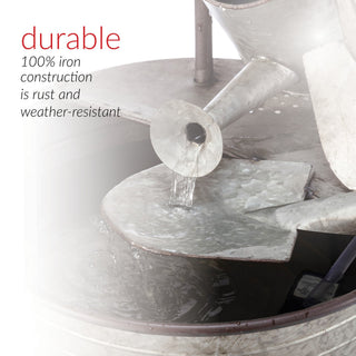 Galvanized Metal Tiered Garden Tools Fountain