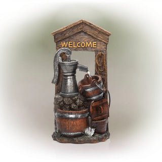 Rustic "Welcome" Water Pump Fountain