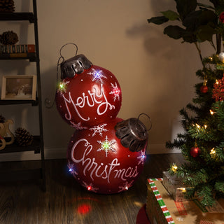 Merry Christmas Stacked Ornament Statue w/Color Changing LEDs