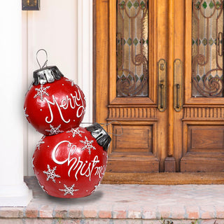 Merry Christmas Stacked Ornament Statue w/Color Changing LEDs