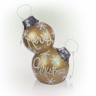 Gold Merry Christmas Stacked Ornament Statue w/Flash LEDs MED
