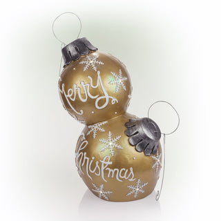 Gold Merry Christmas Stacked Ornament Statue w/Flash LEDs MED
